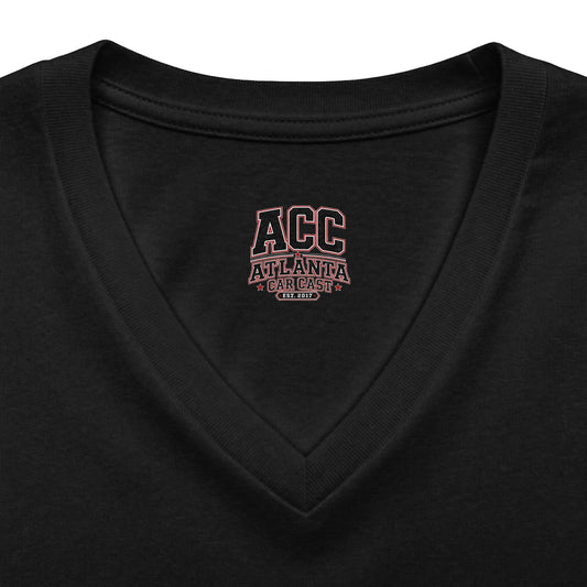 Atlanta Car Cast ACC Logo Women's V-Neck T-Shirt – Lightweight Cotton-Poly Blend, White
