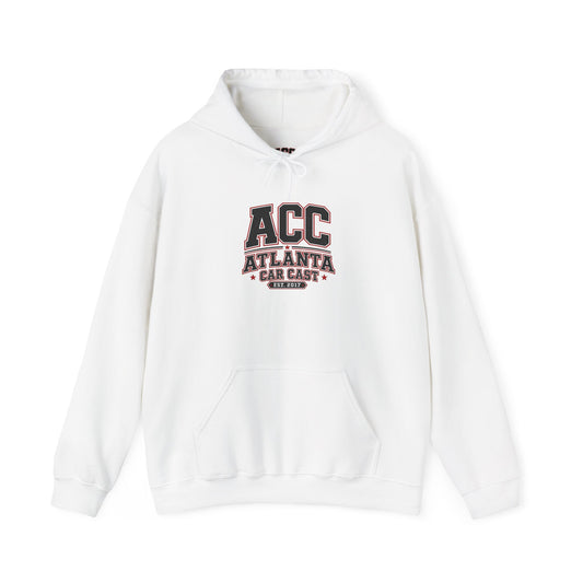 Atlanta Car Cast ACC Logo Unisex Hoodie – 50/50 Cotton-Poly College Style Sweatshirt, White