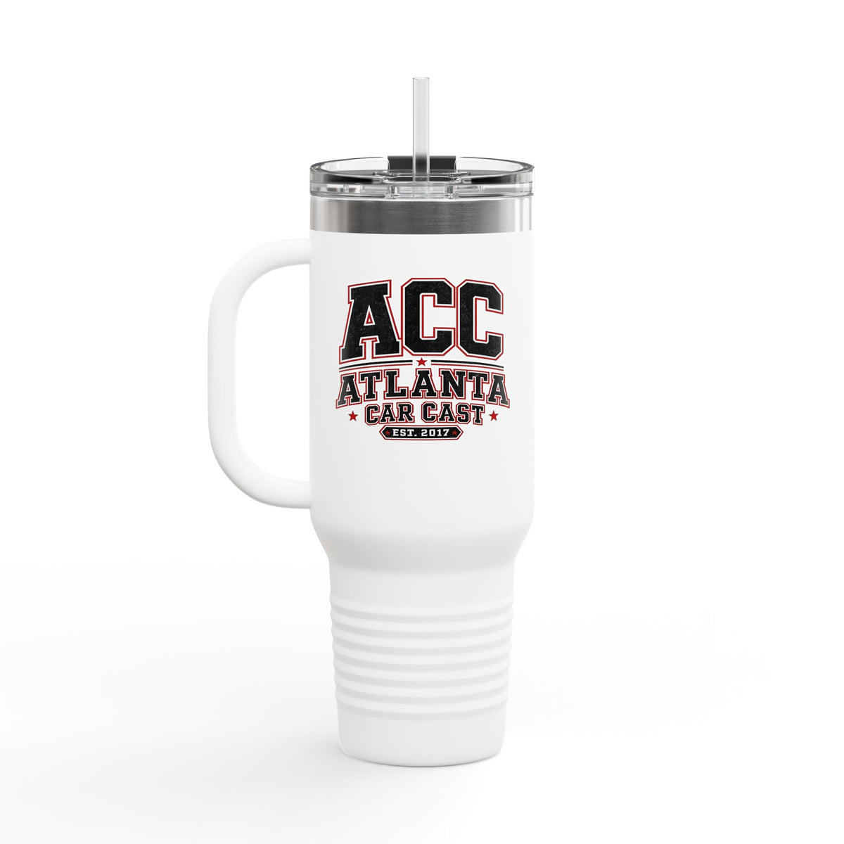 Atlanta Car Cast ACC Logo 40oz Insulated Travel Mug – Stainless Steel, BPA-Free, White