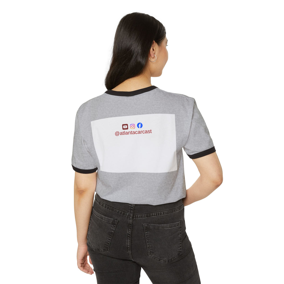 Atlanta Car Cast ACC Logo Unisex Ringer T-Shirt – Vintage Varsity Style, White/Black, 100% Cotton
