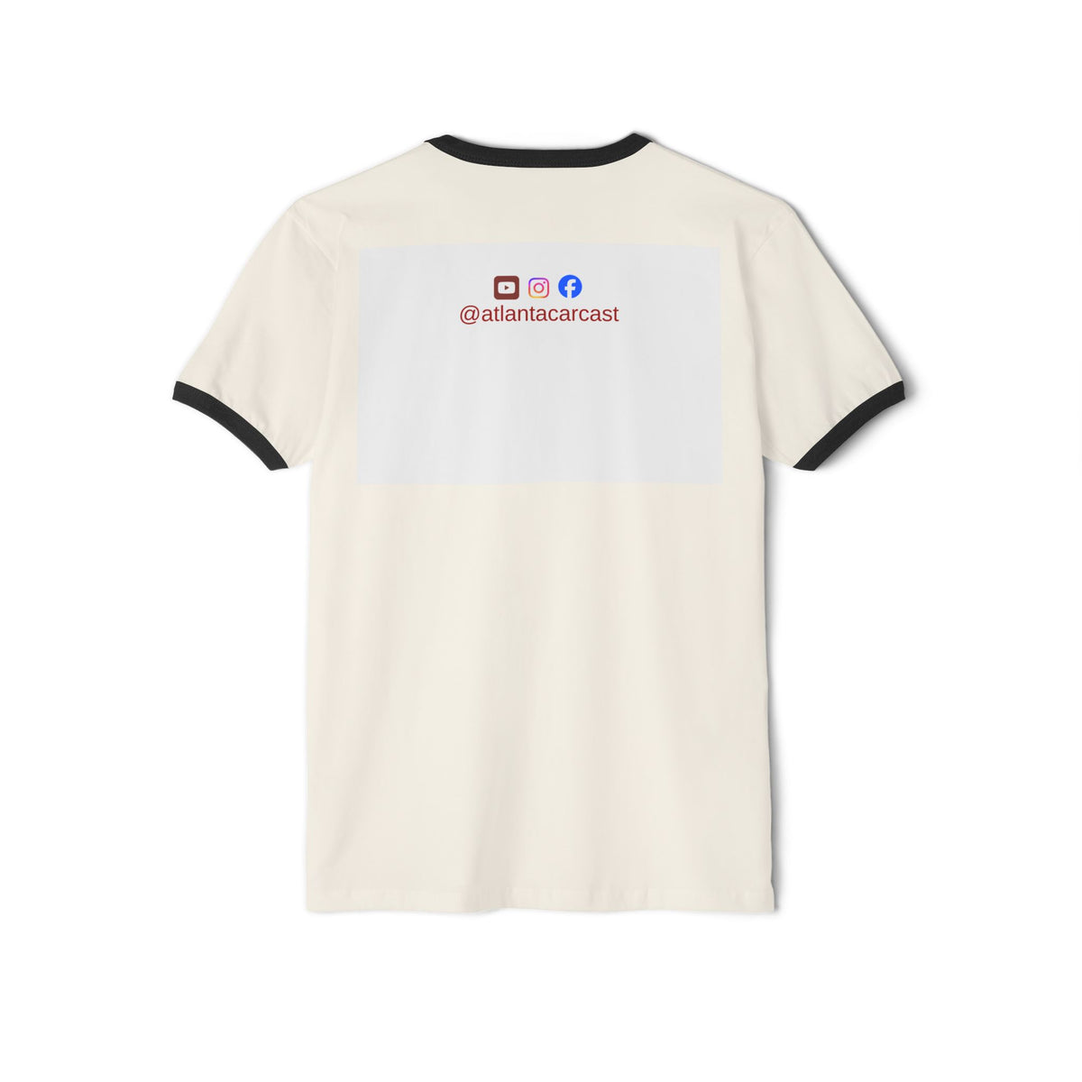 Atlanta Car Cast ACC Logo Unisex Ringer T-Shirt – Vintage Varsity Style, White/Black, 100% Cotton