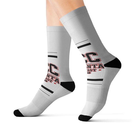 Custom Sublimation Sports Socks — Atlanta Accent Logo Crew Socks