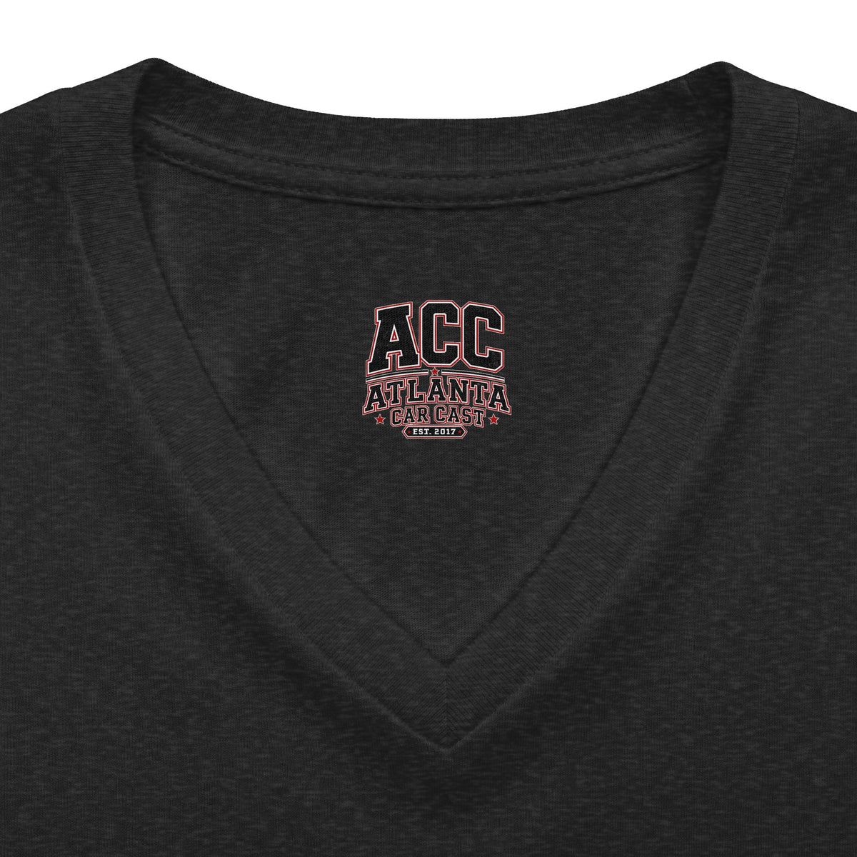 Atlanta Car Cast ACC Logo Women's V-Neck T-Shirt – Lightweight Cotton-Poly Blend, White