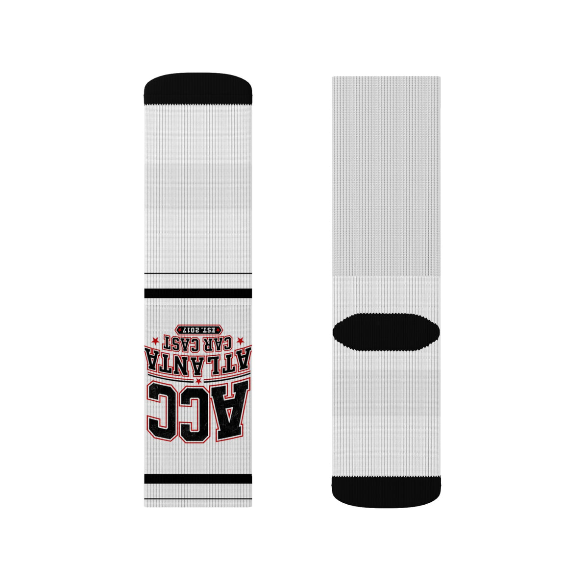 Custom Sublimation Sports Socks — Atlanta Accent Logo Crew Socks