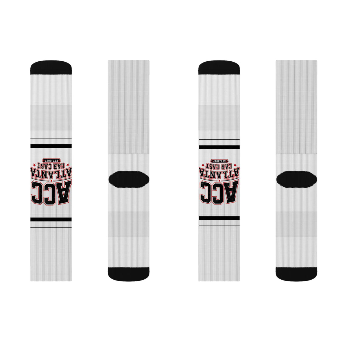 Custom Sublimation Sports Socks — Atlanta Accent Logo Crew Socks