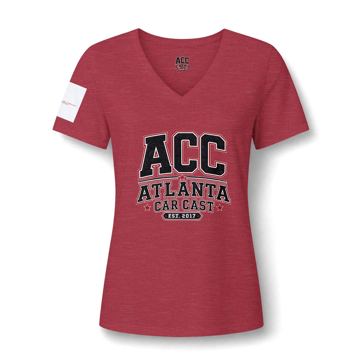 Atlanta Car Cast ACC Logo Women's V-Neck T-Shirt – Lightweight Cotton-Poly Blend, White