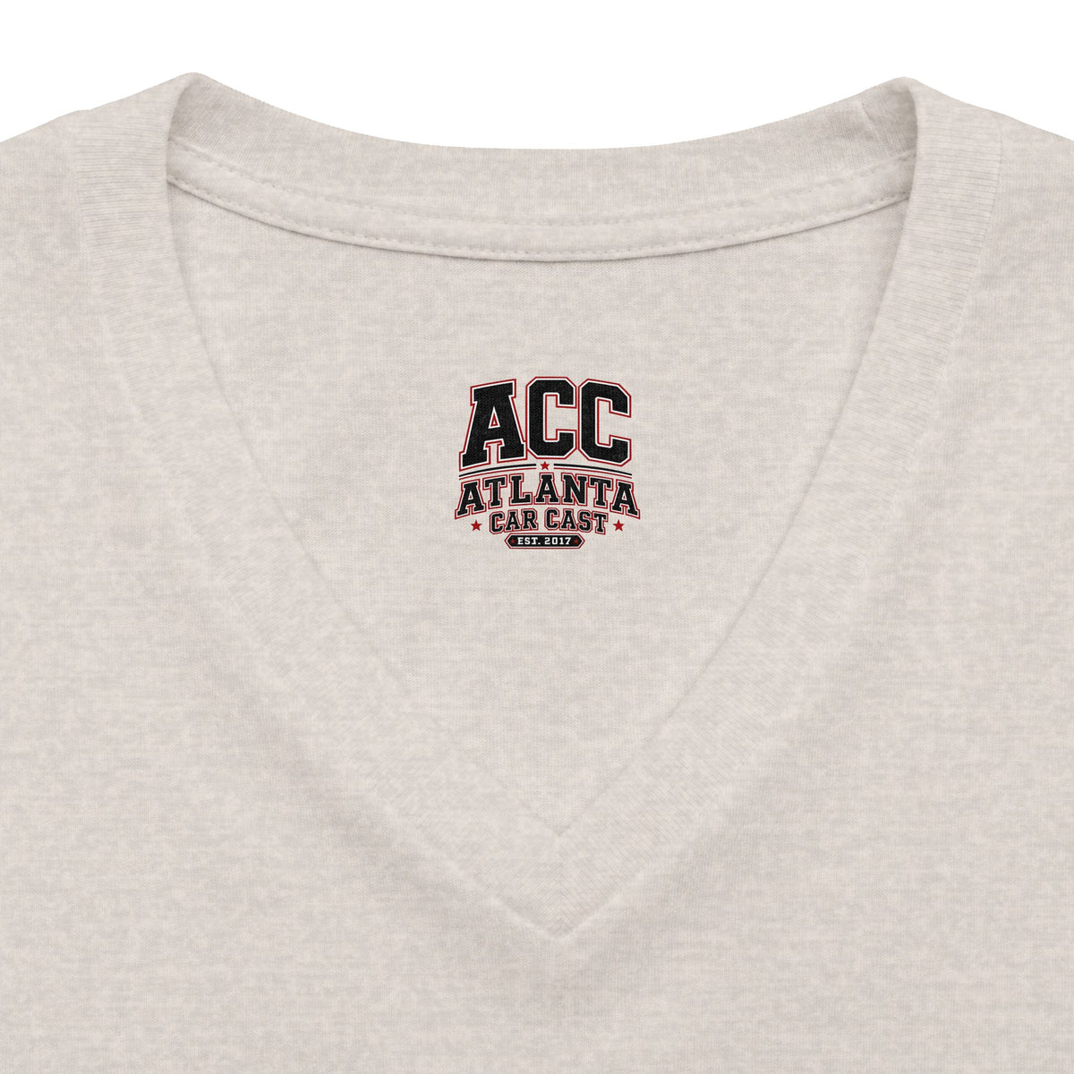 Atlanta Car Cast ACC Logo Women's V-Neck T-Shirt – Lightweight Cotton-Poly Blend, White