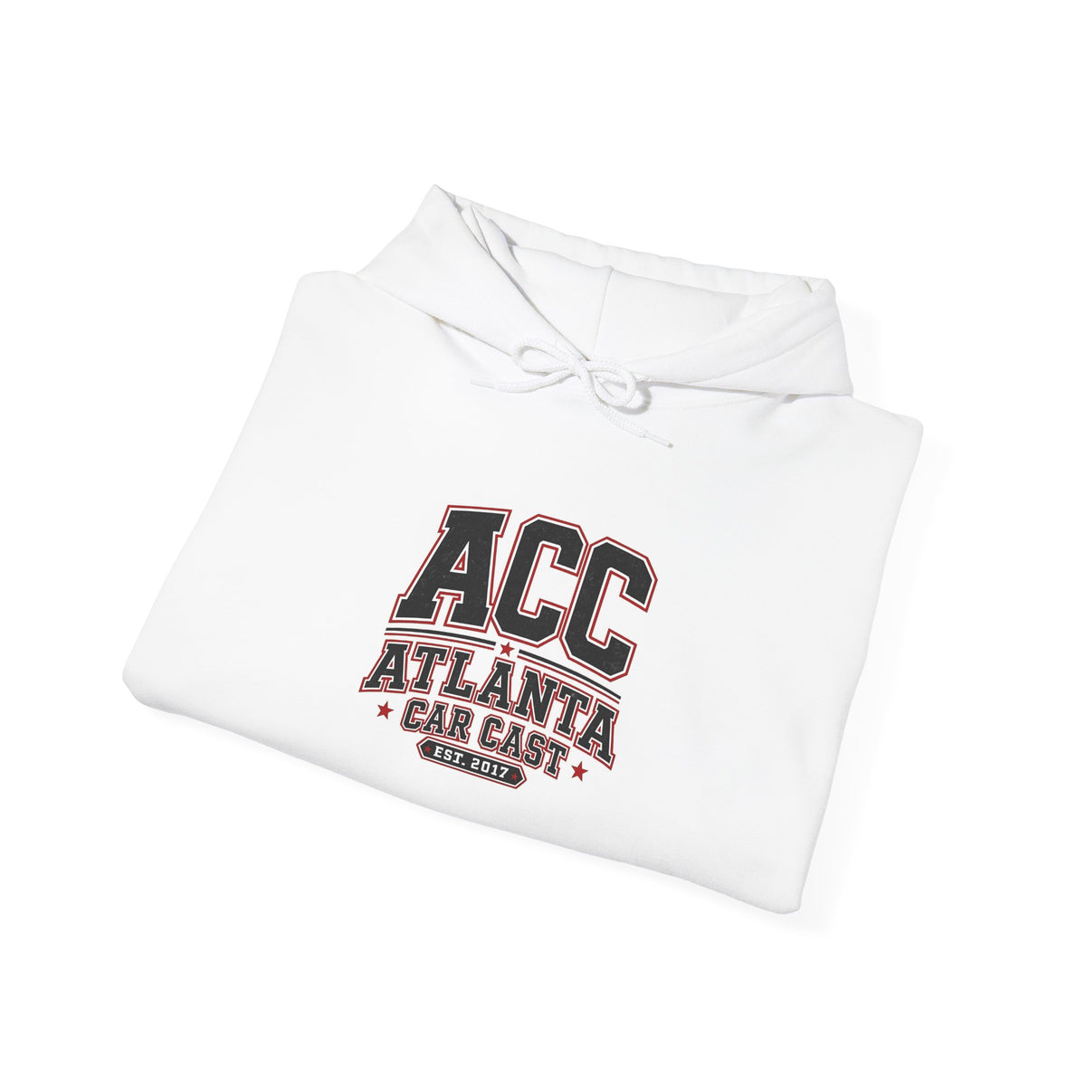 Atlanta Car Cast ACC Logo Unisex Hoodie – 50/50 Cotton-Poly College Style Sweatshirt, White