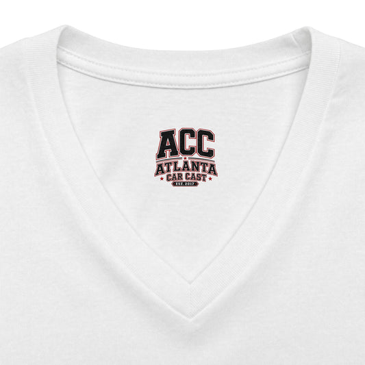 Atlanta Car Cast ACC Logo Women's V-Neck T-Shirt – Lightweight Cotton-Poly Blend, White