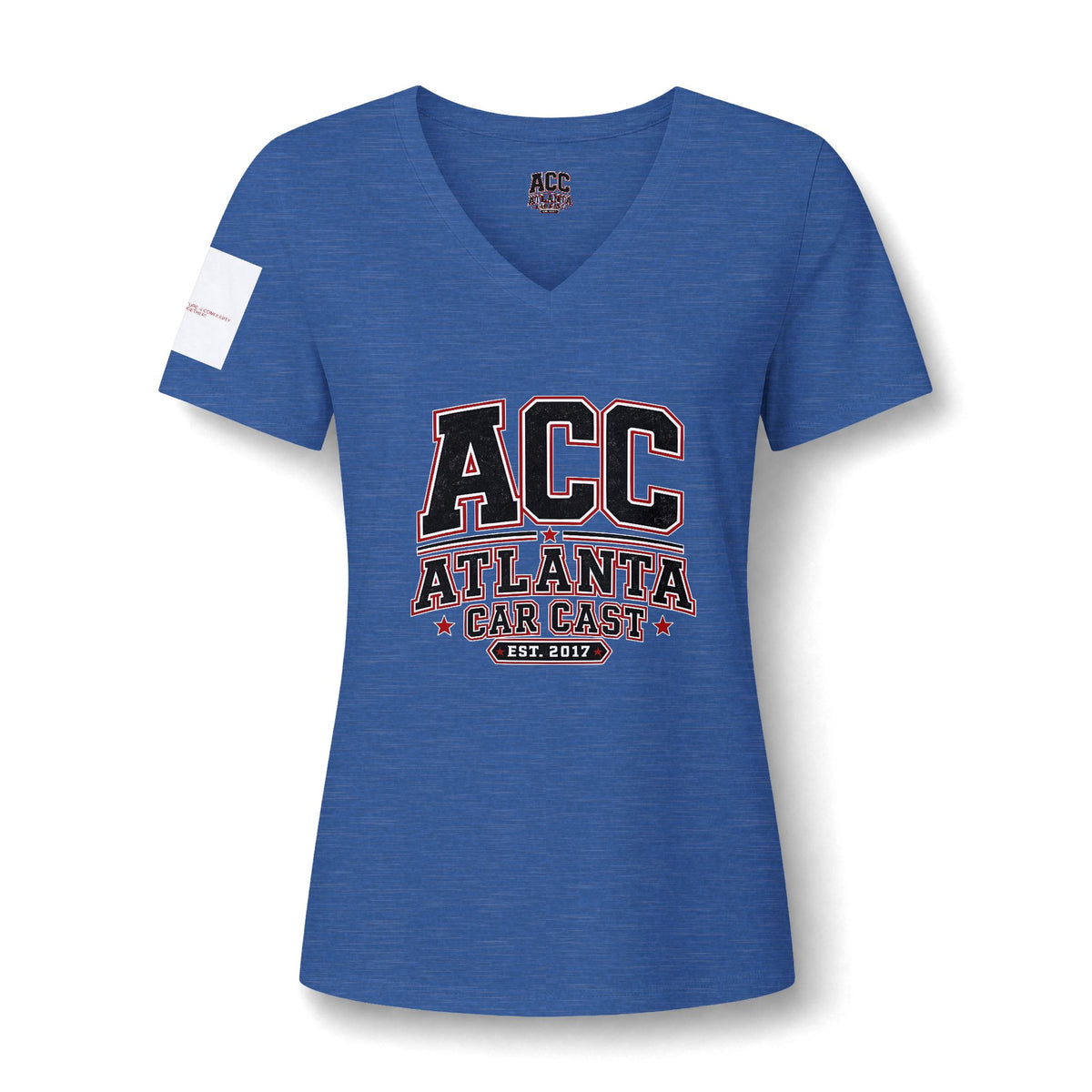 Atlanta Car Cast ACC Logo Women's V-Neck T-Shirt – Lightweight Cotton-Poly Blend, White