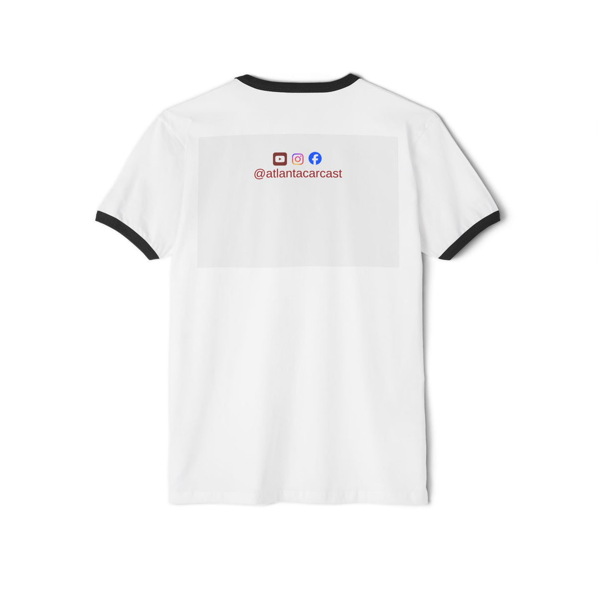 Atlanta Car Cast ACC Logo Unisex Ringer T-Shirt – Vintage Varsity Style, White/Black, 100% Cotton
