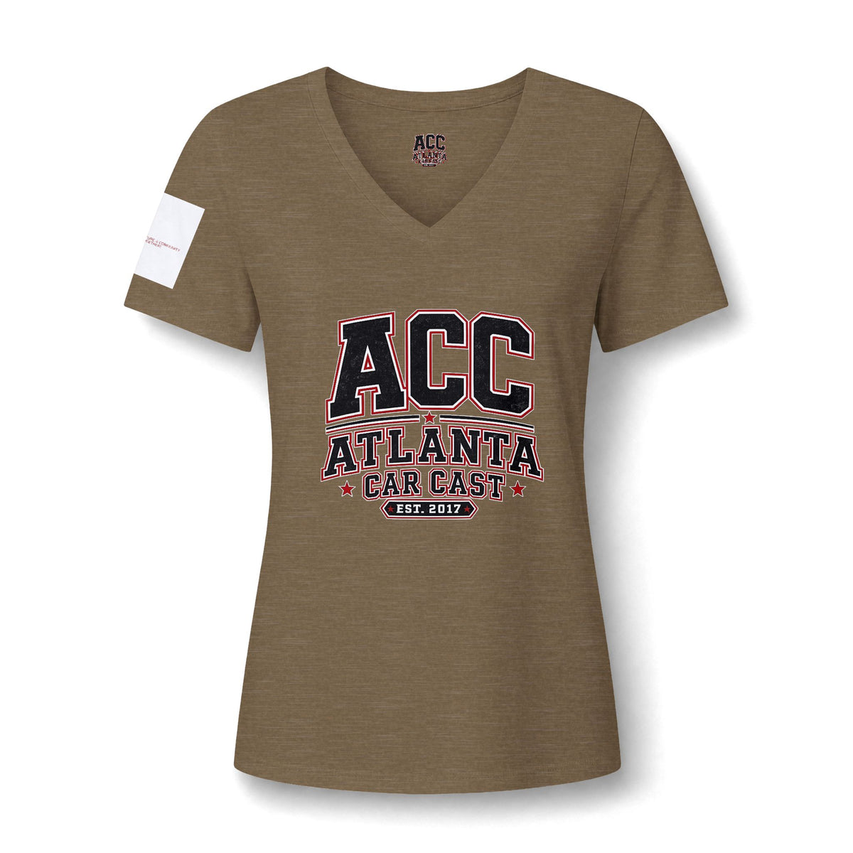 Atlanta Car Cast ACC Logo Women's V-Neck T-Shirt – Lightweight Cotton-Poly Blend, White
