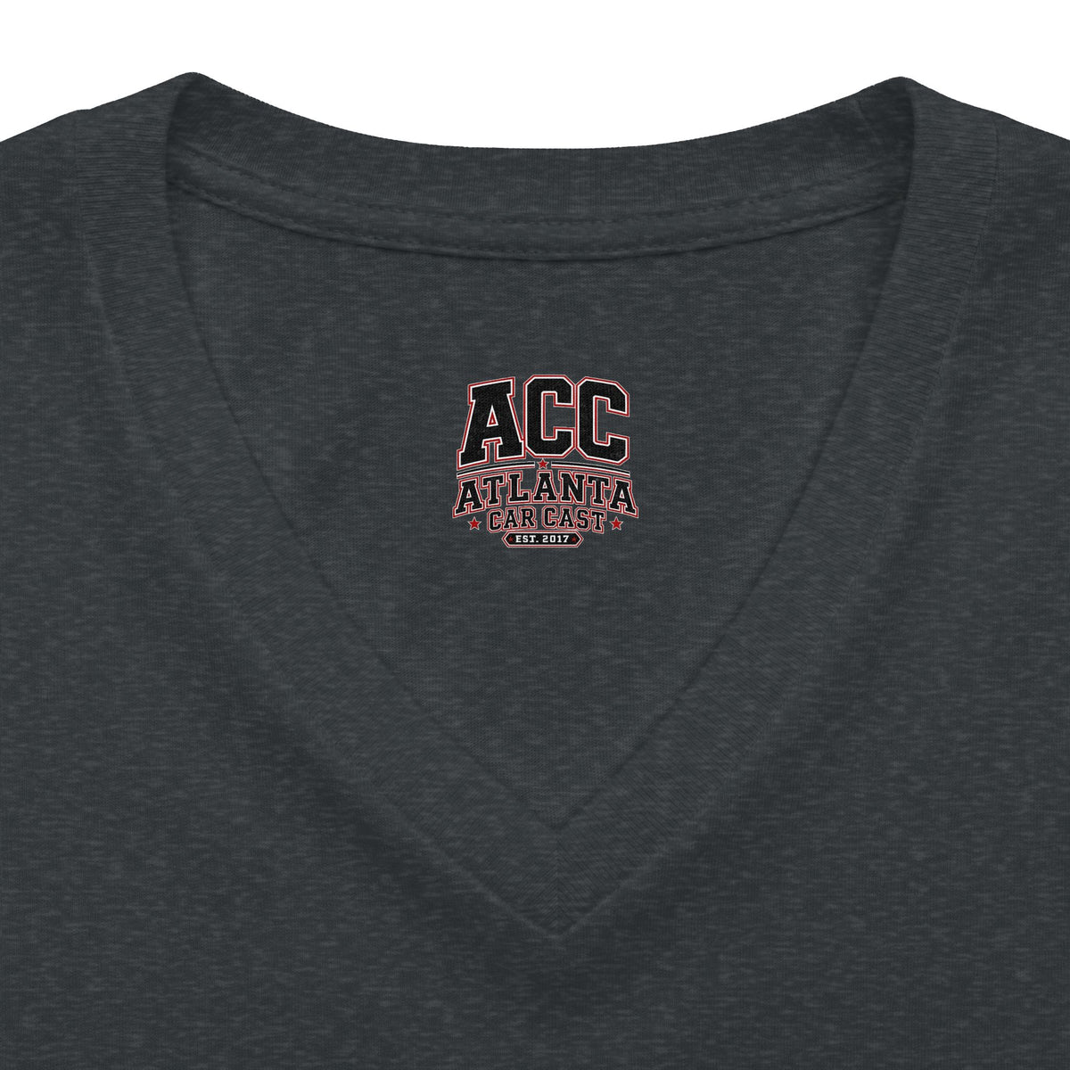 Atlanta Car Cast ACC Logo Women's V-Neck T-Shirt – Lightweight Cotton-Poly Blend, White