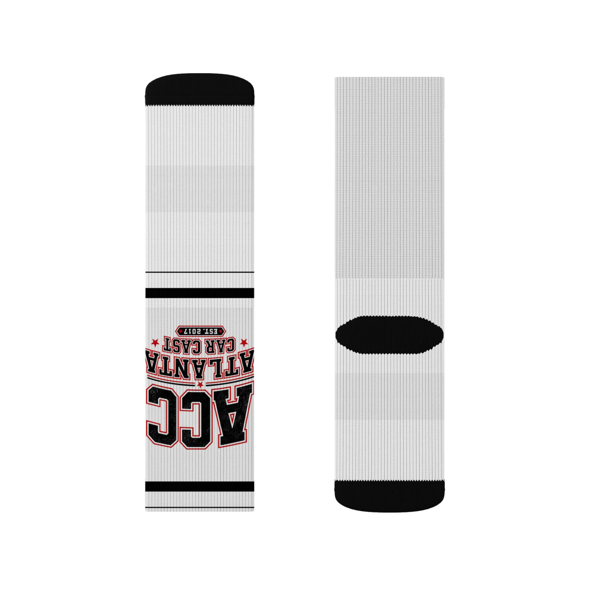 Custom Sublimation Sports Socks — Atlanta Accent Logo Crew Socks