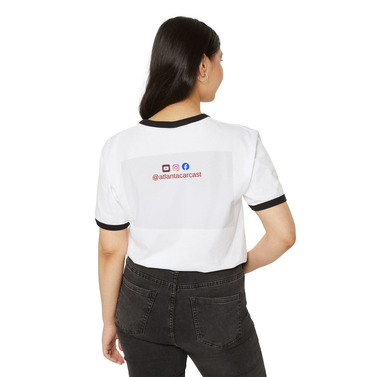 Atlanta Car Cast ACC Logo Unisex Ringer T-Shirt – Vintage Varsity Style, White/Black, 100% Cotton