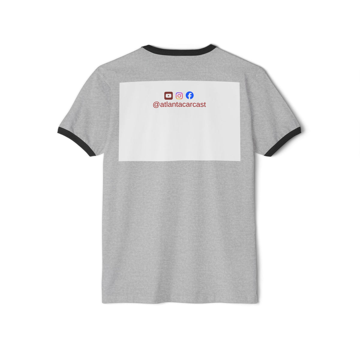 Atlanta Car Cast ACC Logo Unisex Ringer T-Shirt – Vintage Varsity Style, White/Black, 100% Cotton