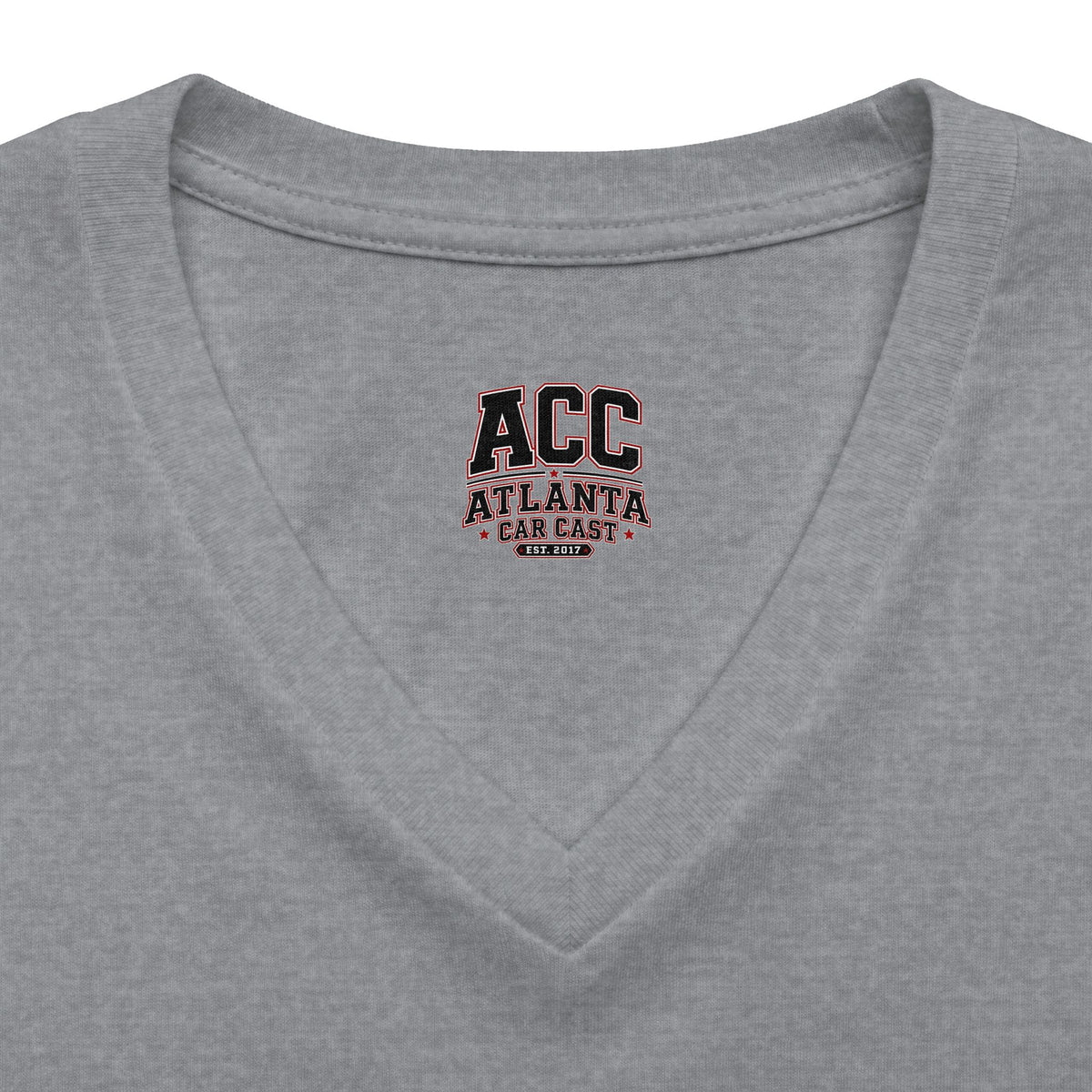 Atlanta Car Cast ACC Logo Women's V-Neck T-Shirt – Lightweight Cotton-Poly Blend, White