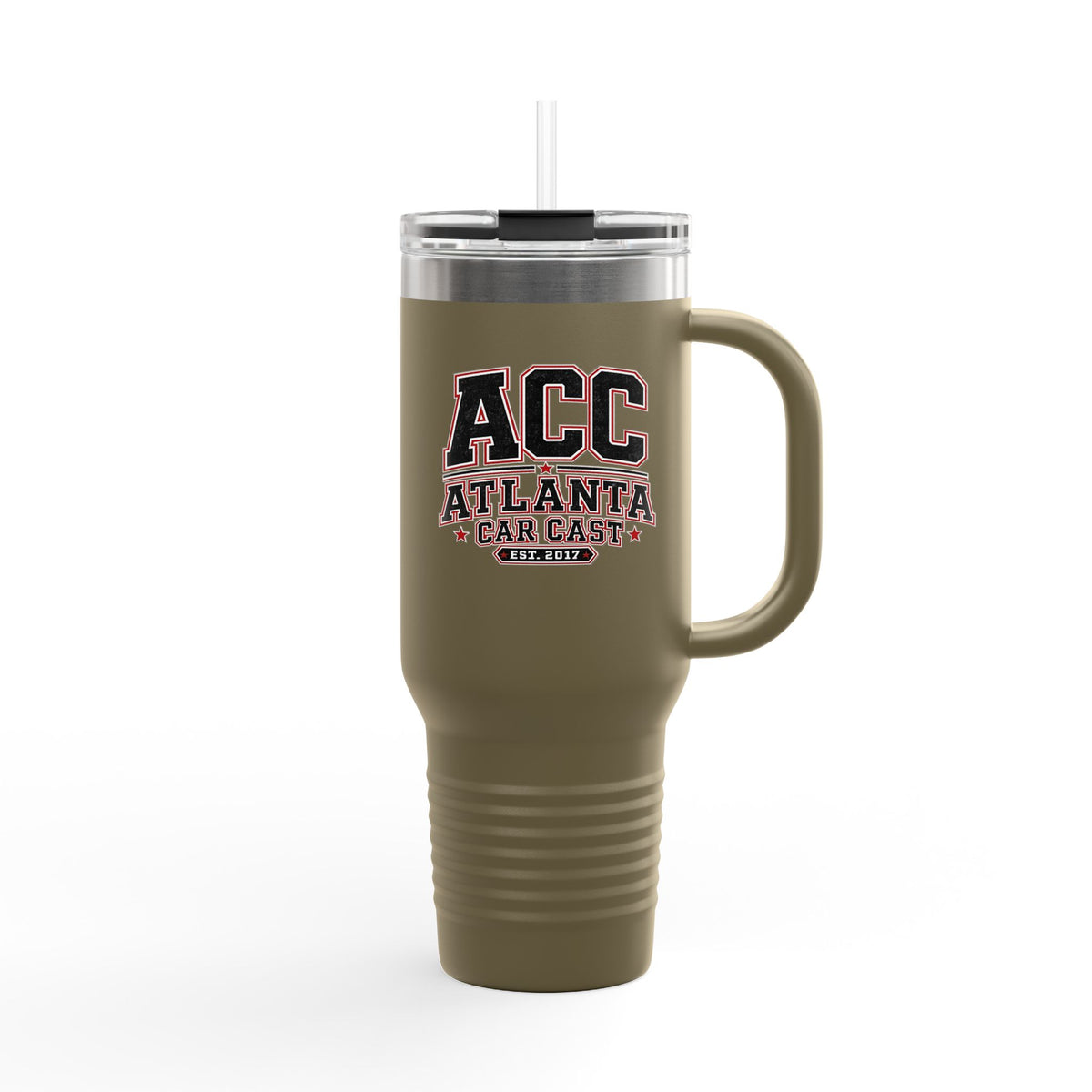 Atlanta Car Cast ACC Logo 40oz Insulated Travel Mug – Stainless Steel, BPA-Free, White