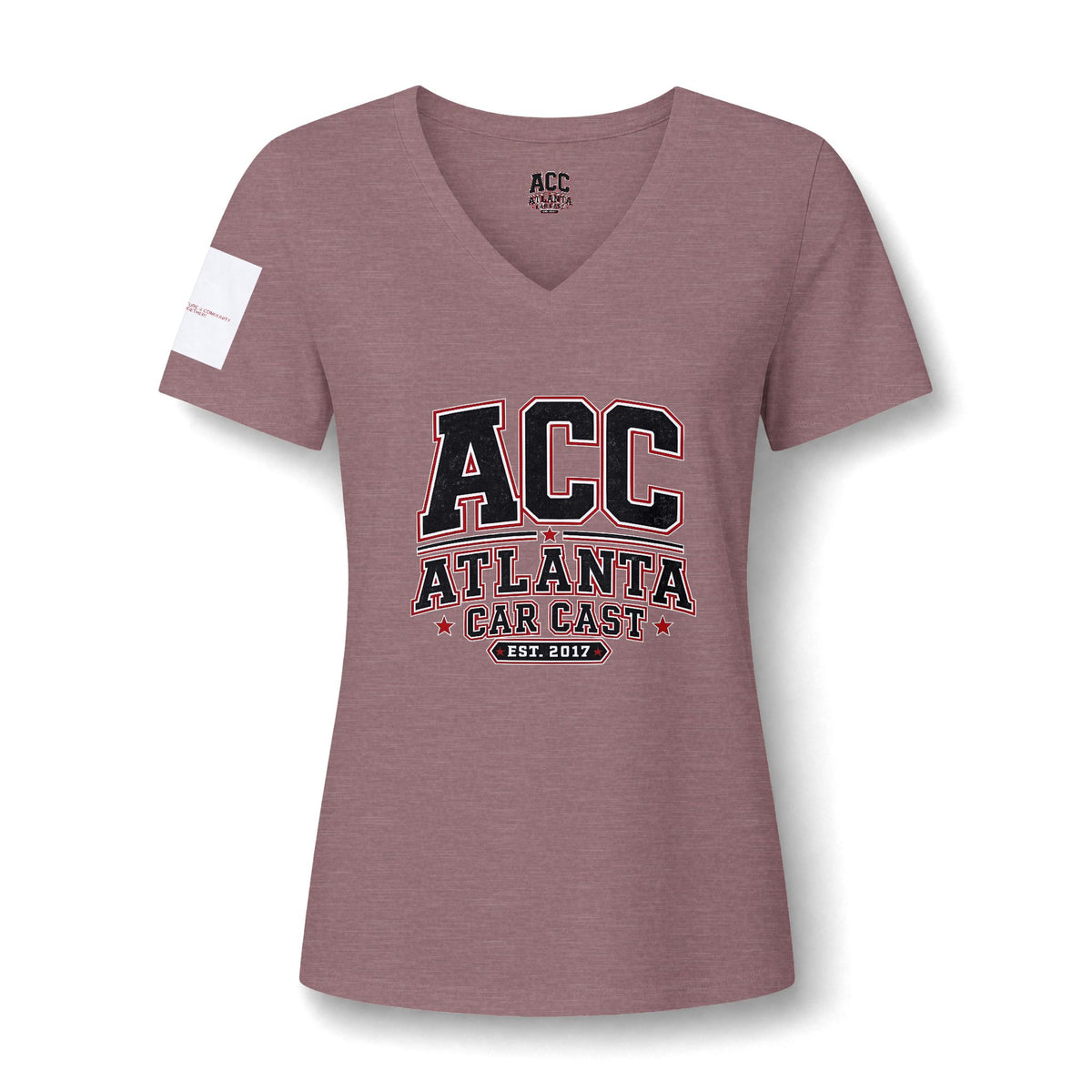 Atlanta Car Cast ACC Logo Women's V-Neck T-Shirt – Lightweight Cotton-Poly Blend, White